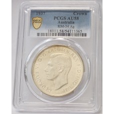 AUSTRALIA 1937 . CROWN . PCGS AU58